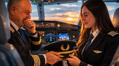 Gökyüzünde Duygusal An: Kaptan Baba Görevi Kızına Devretti
