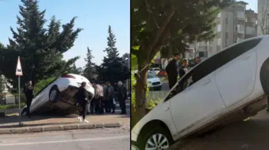 Kahramanmaraş’ta Kaza: Otomobil Binanın Bahçesine Uçtu