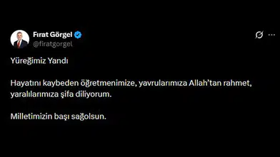 Başkan Görgel: "Yüreğimiz Yangın Yeri, Milletimize Başsağlığı Diliyoruz"