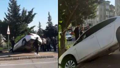 Kahramanmaraş’ta Kaza: Otomobil Binanın Bahçesine Uçtu