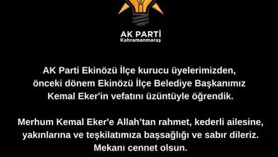 Ekinözü Eski Belediye Başkanı Kemal Eker Vefat Etti