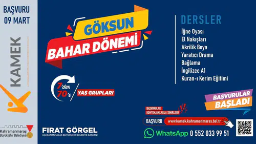 Göksun’da ücretsiz meslek kursları başlıyor: 7 branşta eğitim verilecek