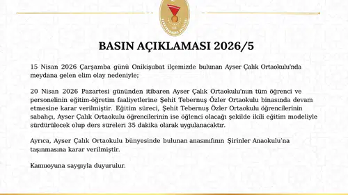 Okulda Yaşanan Olay Sonrası Eğitim Kararı Açıklandı