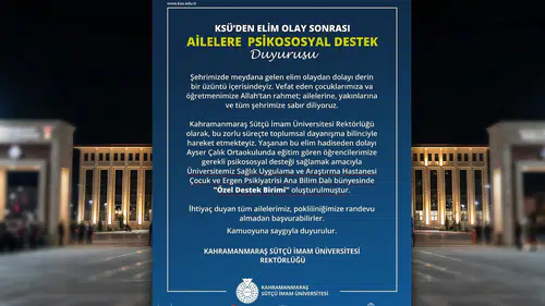 KSÜ’den Ailelere Psikososyal Destek Adımı Atıldı