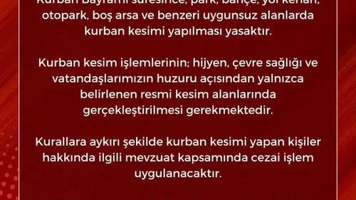 Onikişubat Belediyesi’nden Kurban Bayramı İçin Kesim Uyarısı