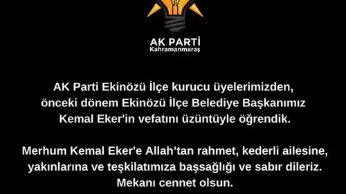Ekinözü Eski Belediye Başkanı Kemal Eker Vefat Etti