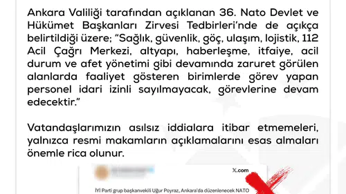 Ankara’daki NATO Zirvesi İçin Sağlık Personeline İzin İddiası Yalanlandı