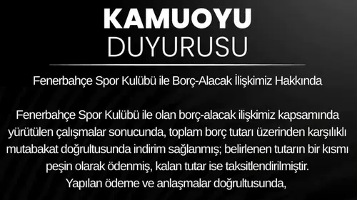 Kahramanmaraş İstiklalspor’dan Fenerbahçe Açıklaması