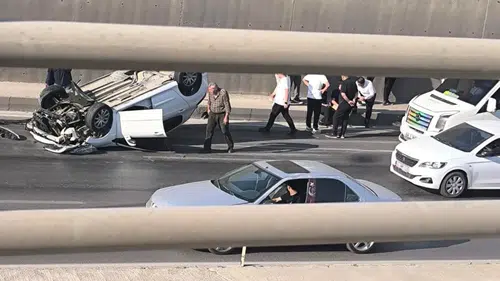 Kahramanmaraş'ta Kontrolden Çıkan Otomobil Ters Döndü