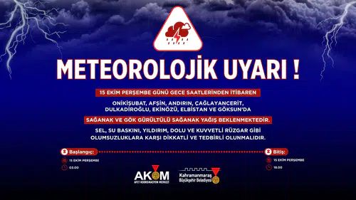 Kahramanmaraş'ta Kuvvetli Yağış Uyarısı: Sel ve Heyelan Riski Var!