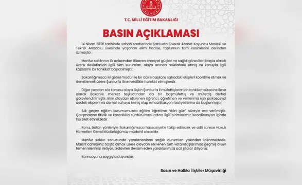 Okulda Yaşanan Olay Sonrası Bakanlıktan Açıklama
