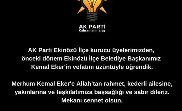Ekinözü Eski Belediye Başkanı Kemal Eker Vefat Etti