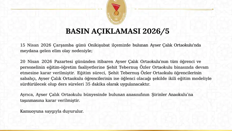 Okulda Yaşanan Olay Sonrası Eğitim Kararı Açıklandı