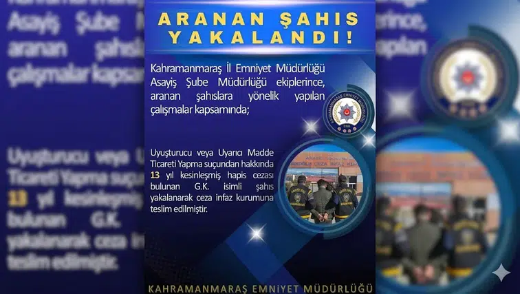 Kahramanmaraş'ta Aranan Şahıs Yakalandı!