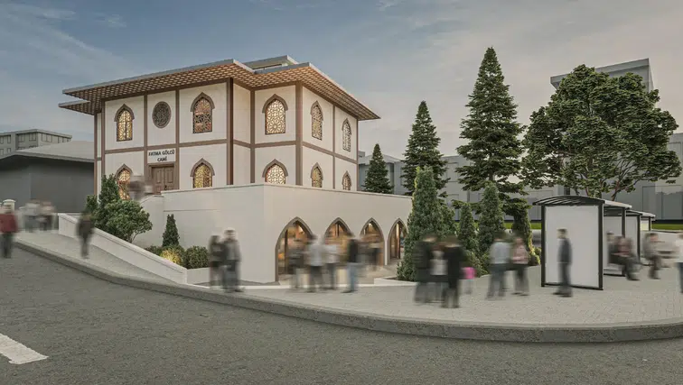 Depremde yıkılan Fatma Gölcü Camii, özgün mimarisiyle hızla yeniden inşa ediliyor