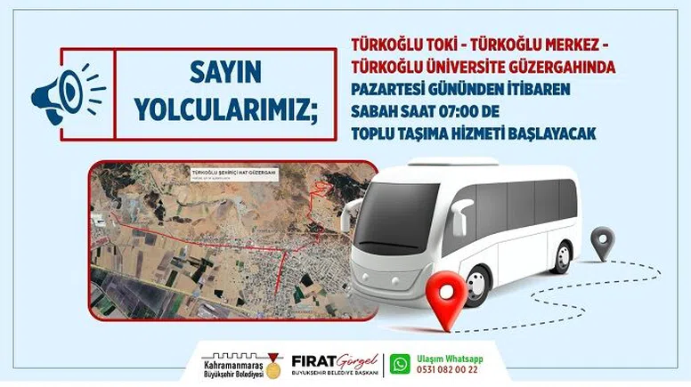 Büyükşehir’den Türkoğlu’na Yeni Toplu Taşıma Hattı