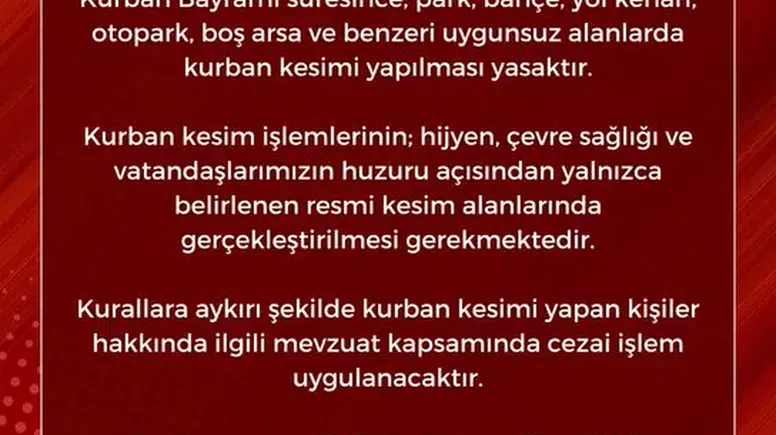 Onikişubat Belediyesi’nden Kurban Bayramı İçin Kesim Uyarısı
