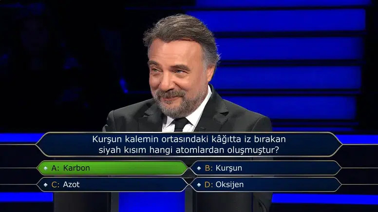 Kurşun Kalemin Ortasındaki Siyah Kısım Hangi Atomlardan Oluşur? Kim Milyoner Olmak İster'in 100 Bin TL'lik Sorusu