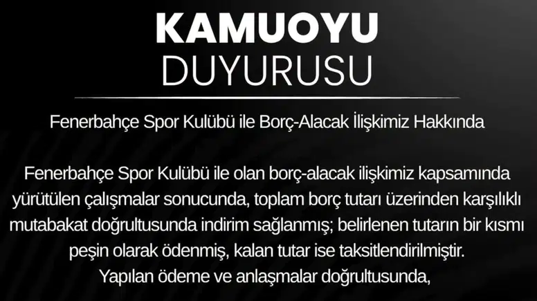 Kahramanmaraş İstiklalspor’dan Fenerbahçe Açıklaması