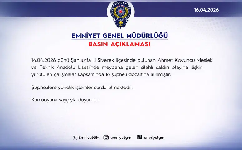 Yaşanan Olayda 16 Şüpheli Gözaltına Alındı