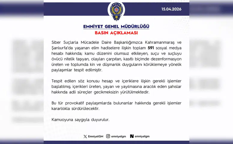 Sosyal Medyada 591 Hesap İçin Süreç Başlatıldı