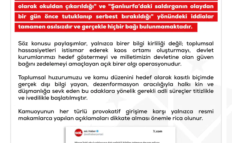 Kahramanmaraş İddialarına Resmi Açıklama Geldi