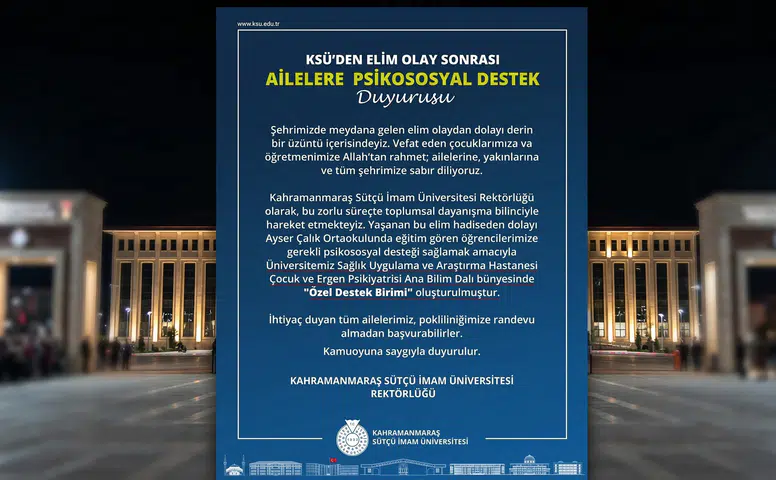KSÜ’den Ailelere Psikososyal Destek Adımı Atıldı