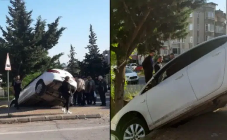 Kahramanmaraş’ta Kaza: Otomobil Binanın Bahçesine Uçtu