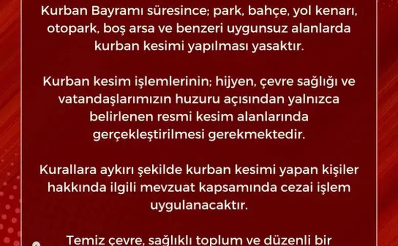 Onikişubat Belediyesi’nden Kurban Bayramı İçin Kesim Uyarısı