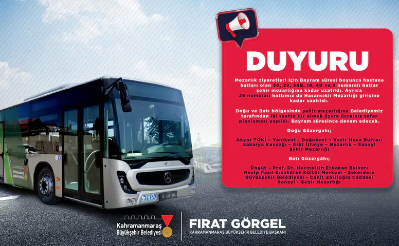Bayramda Kapıçam Mezarlığı'na Ücretsiz Servis İmkanı!