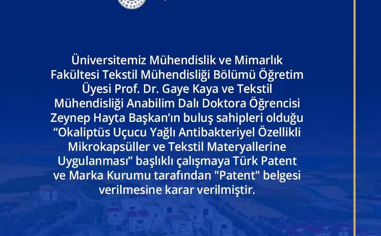 KSÜ’lü Akademisyen ve Öğrenciden Patent Başarısı