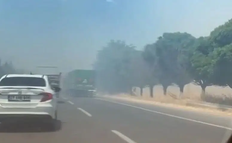 Kahramanmaraş Pazarcık’ta anız yangını ulaşımı kesti!