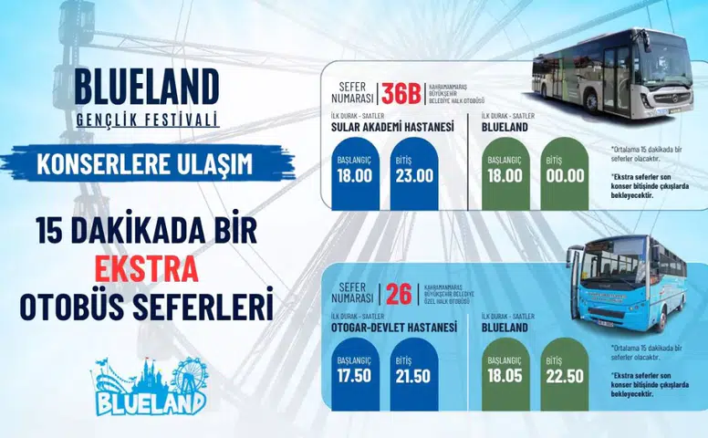 Blueland Gençlik Festivali İçin Otobüs Seferleri Artırıldı