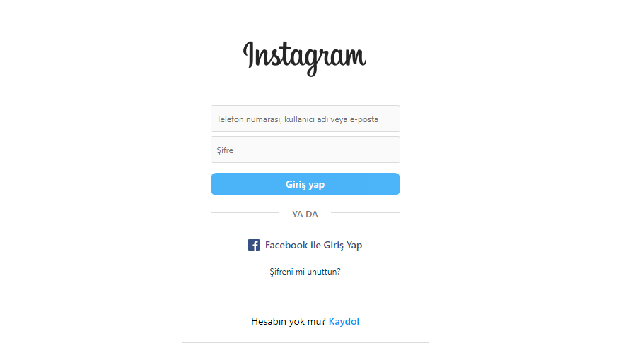 Adım 2 Giriş Yapma