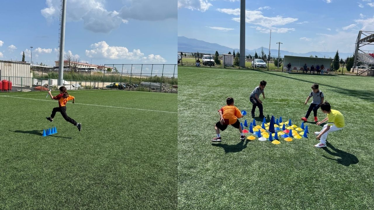 Çocuklar, Farklı Parkurlarda Koştu, Zıpladı