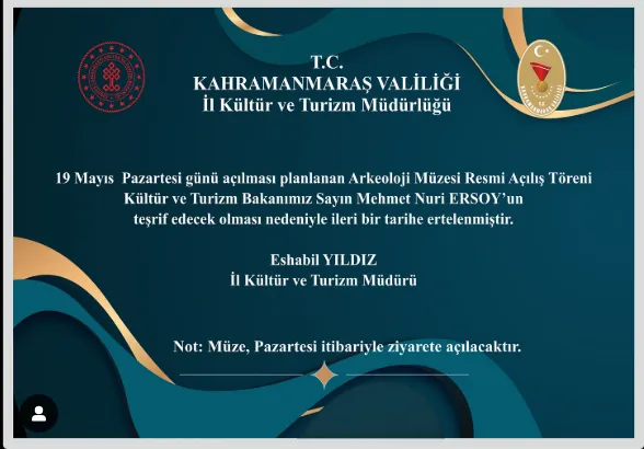 Kahramanmaras Muzesinin Resmi Acilisi Ertelendi