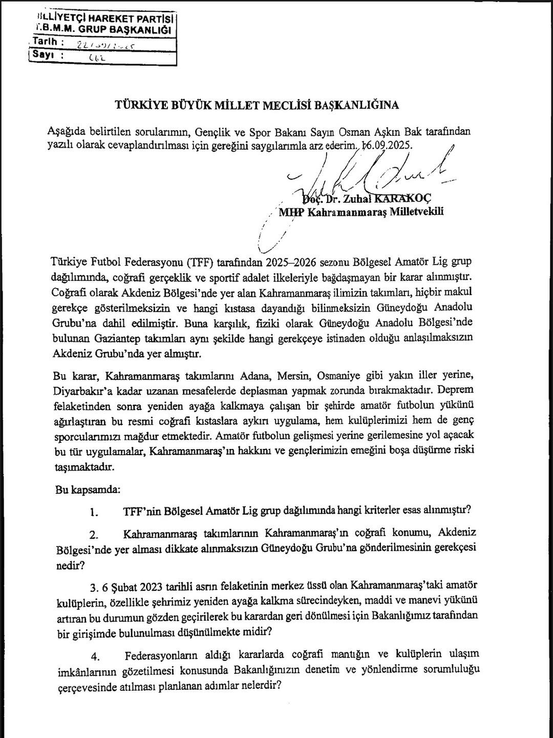 Kahramanmaraş’ımızın Takımları Da, Sporcu Gençlerimizin Emeği De Bizlere Emanet. 🇹🇷