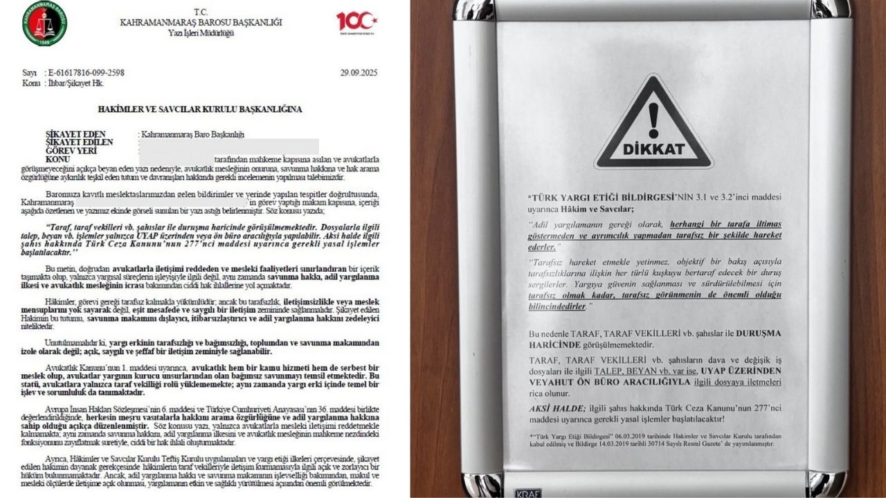 Kahramanmaraş Barosu Görüşmeyi Reddeden Hakimi Hsk’ya Şikayet Etti (1)