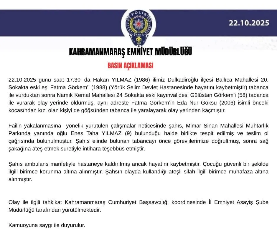 Kahramanmaras Emniyet Mudurlugunden Kan Donduran Olayla Ilgili Aciklama 1