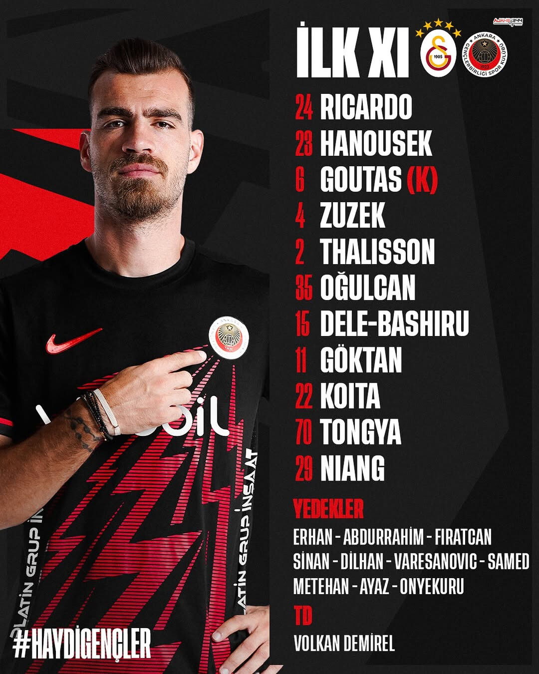 🔴⚫ Galatasaray Karşısında Ilk 11’Imiz.#Cumhuriyetinparlayanyıldızı • #Kırmızıkarageliyor