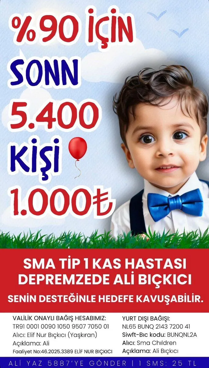 Kahramanmarasli Sma Hastasi Ali Icin Kampanyada 90A Ulasildi