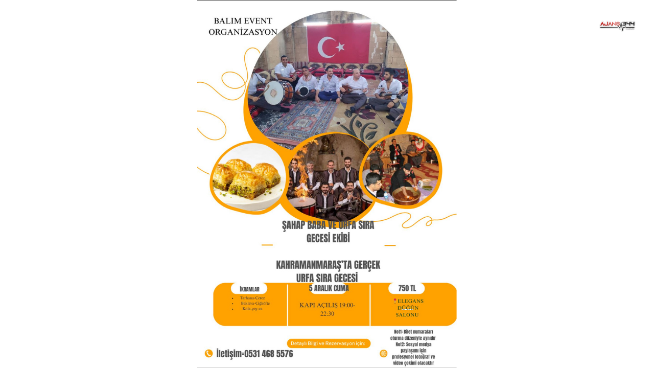 Urfa Sıra Gecesi Kahramanmaraş'a Gelecek-1