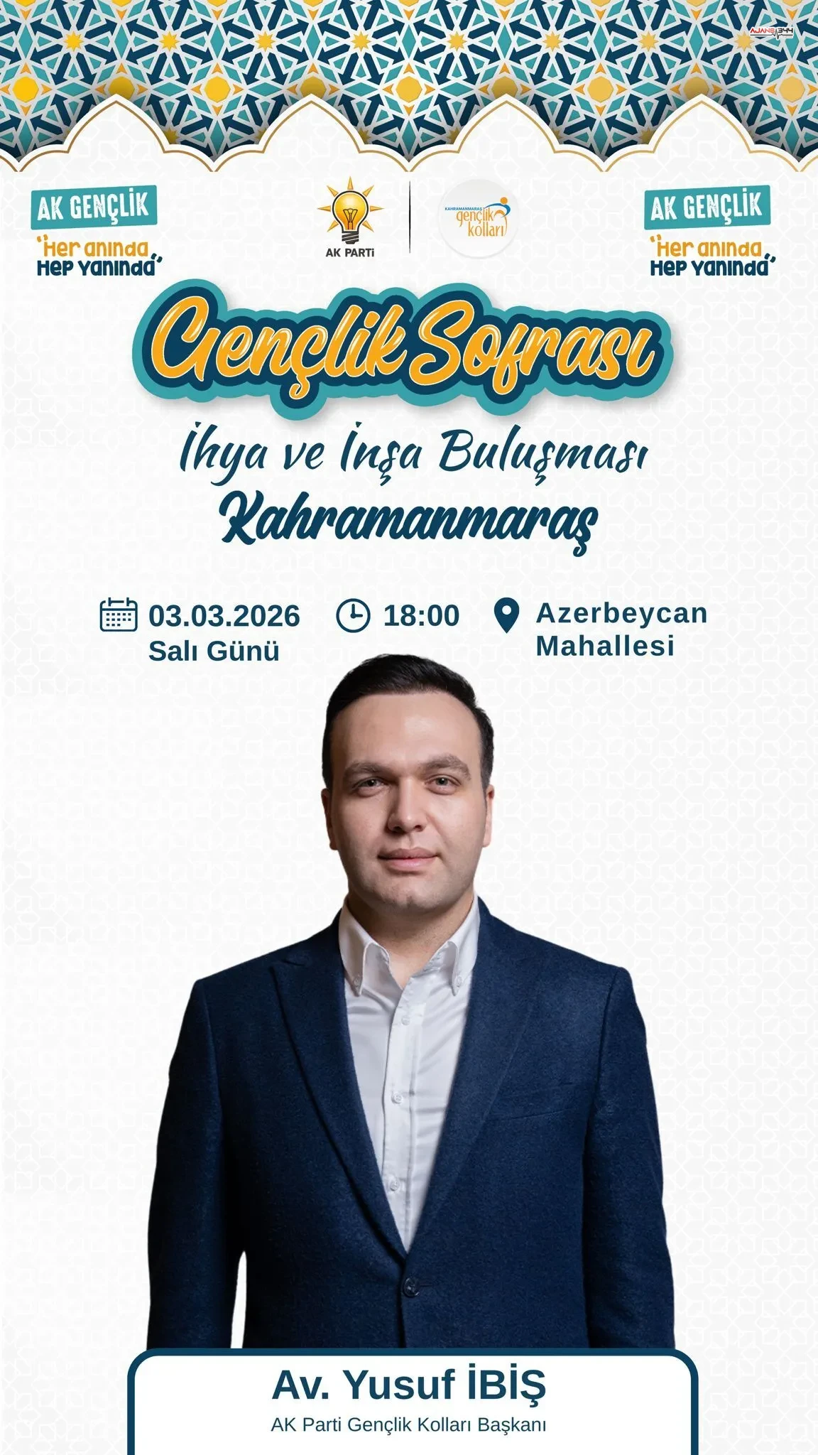 Ak Parti Genclik Kollari Baskani Yusuf Ibis Kahramanmarasa Geliyor 1